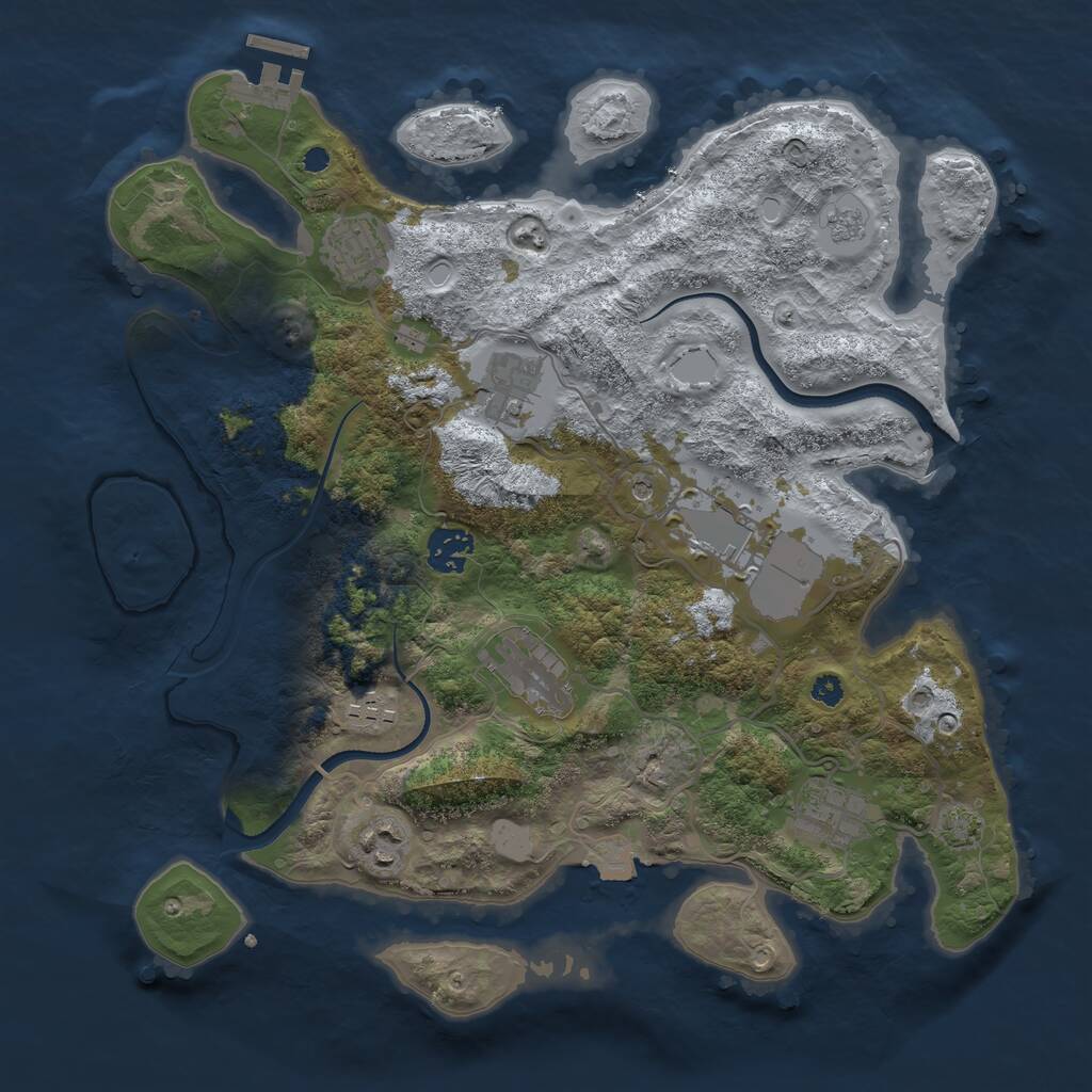 Rust Map: Procedural Map, Size: 3500, Seed: 1405565591, 13 Monuments