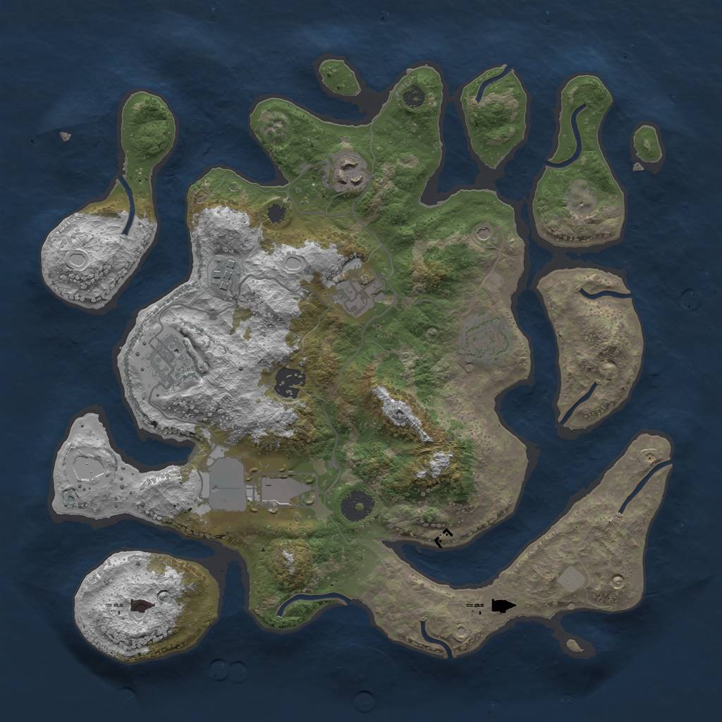 Rust Map: Procedural Map, Size: 3500, Seed: 226553196, 13 Monuments