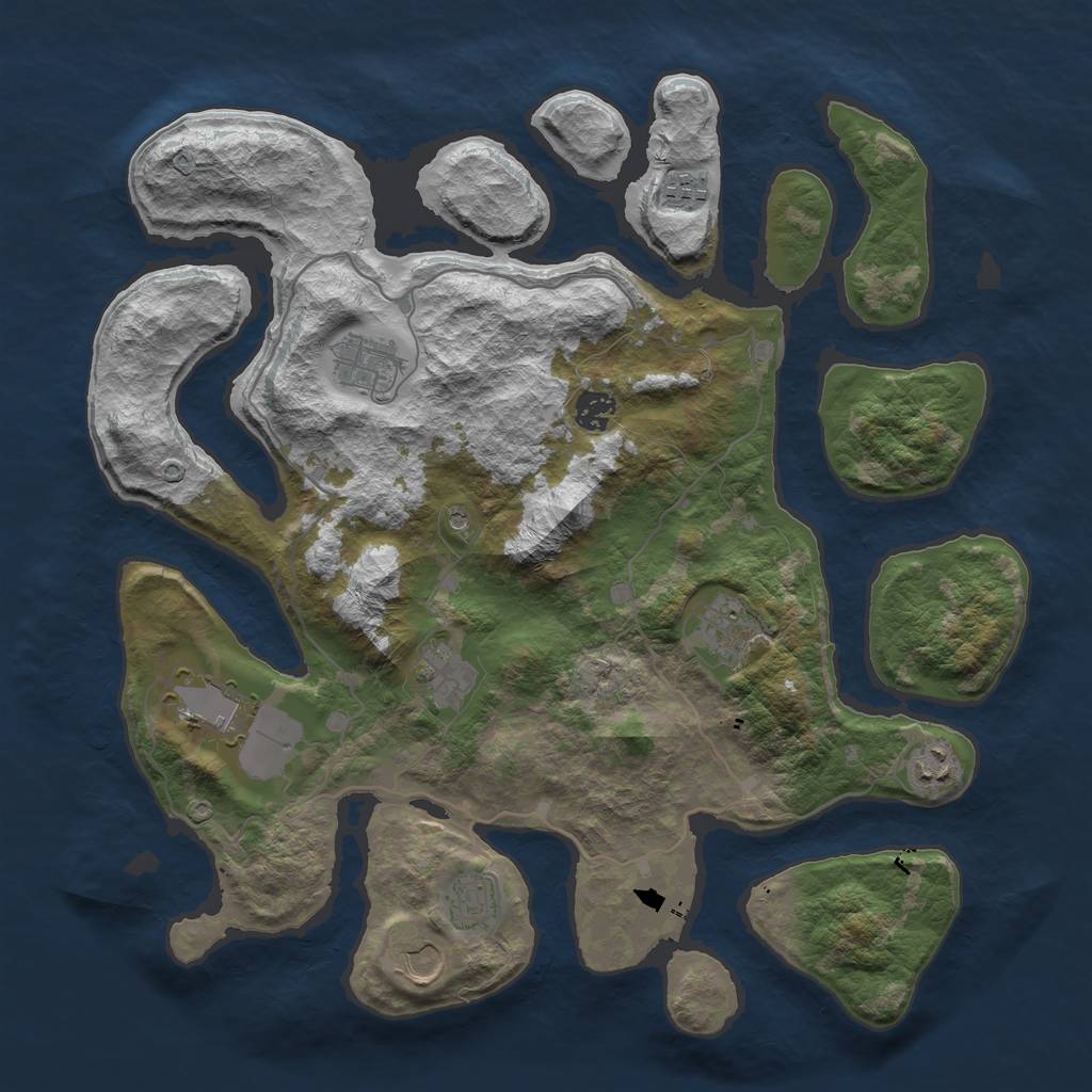 Rust Map: Barren, Size: 4000, Seed: 5199, 12 Monuments