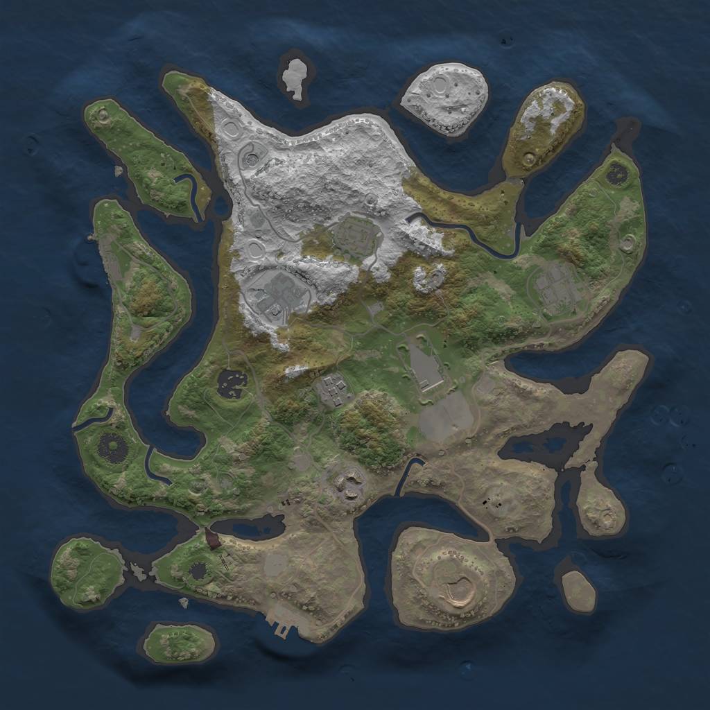 Rust Map: Procedural Map, Size: 3500, Seed: 5426, 16 Monuments