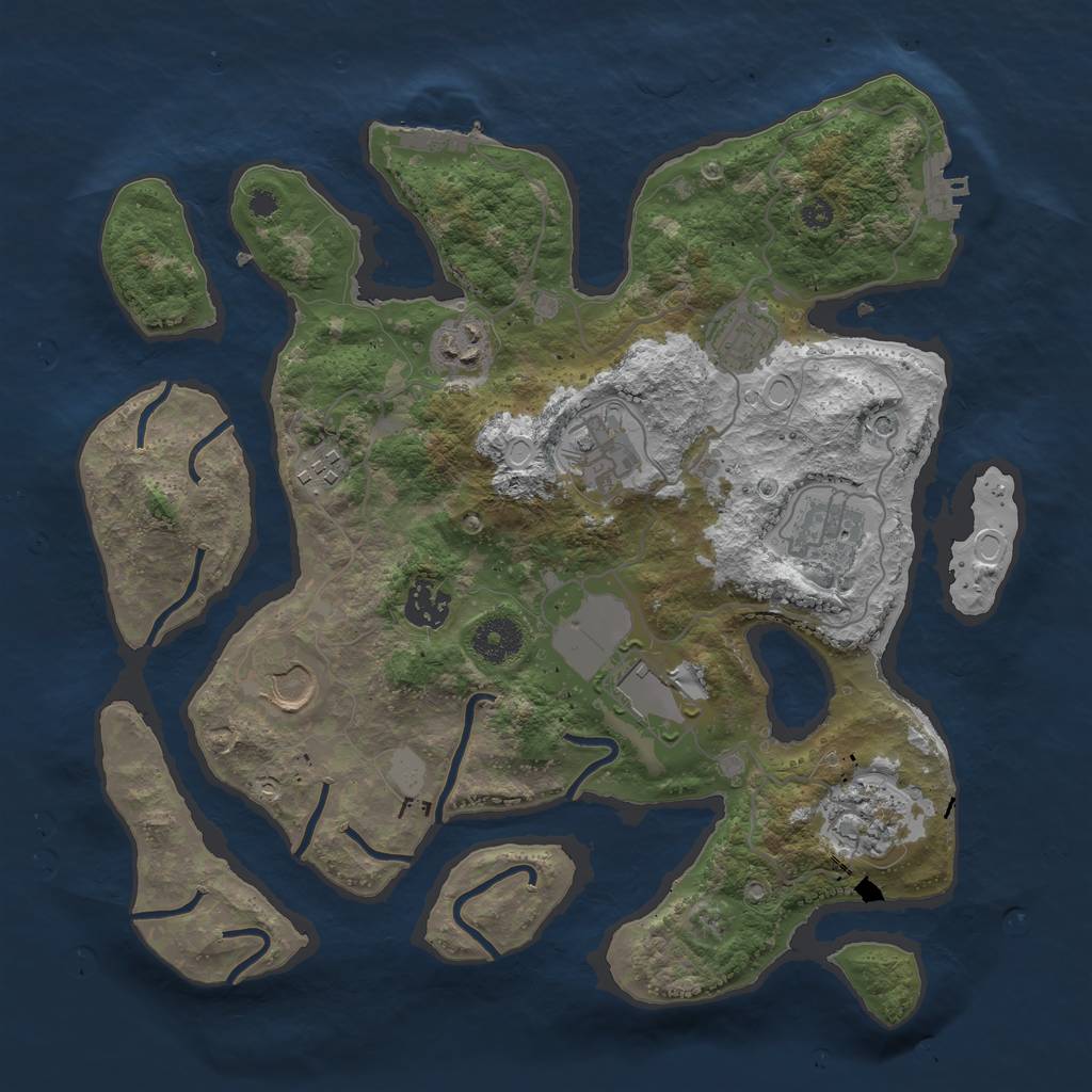 Rust Map: Procedural Map, Size: 3500, Seed: 224053315, 17 Monuments