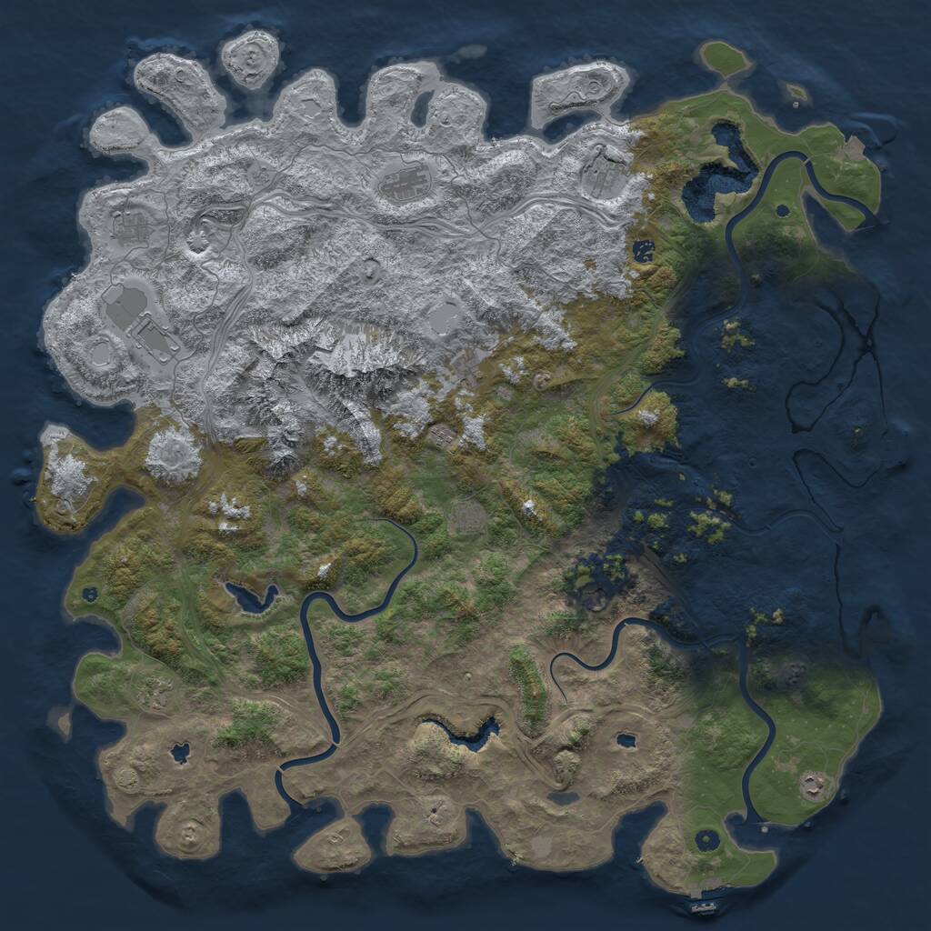 Rust Map: Procedural Map, Size: 6000, Seed: 767138255, 17 Monuments