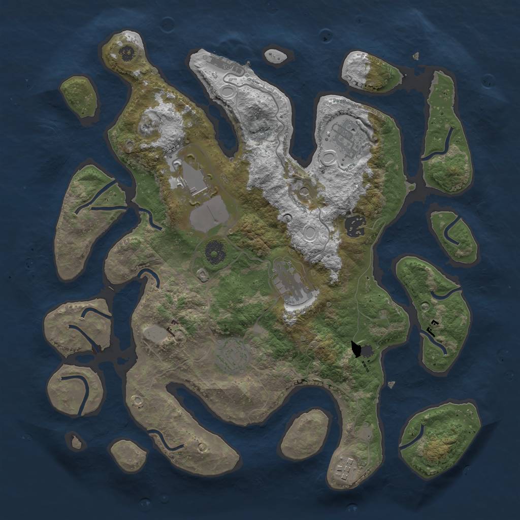Rust Map: Procedural Map, Size: 3500, Seed: 498916286, 13 Monuments
