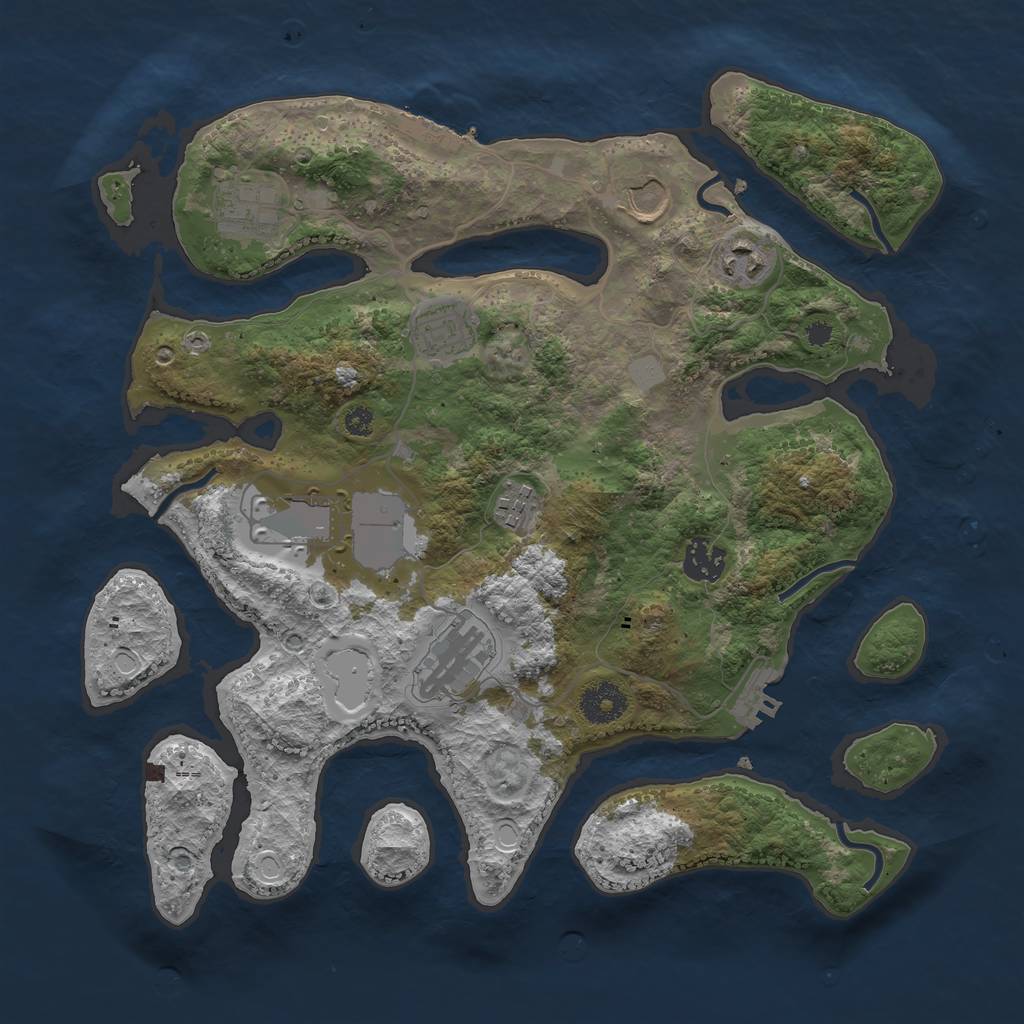 Rust Map: Procedural Map, Size: 3500, Seed: 34455681, 15 Monuments