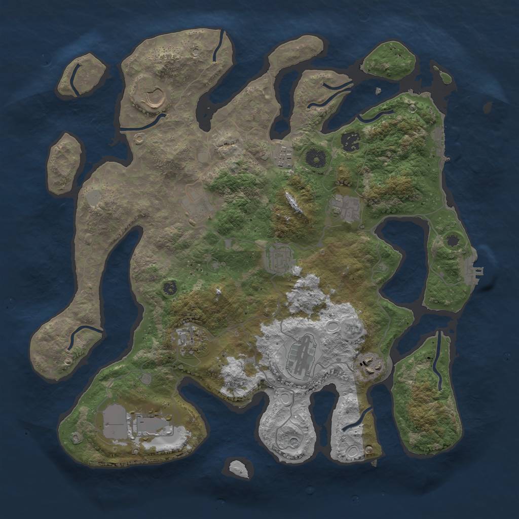 Rust Map: Procedural Map, Size: 3875, Seed: 1573822826, 18 Monuments