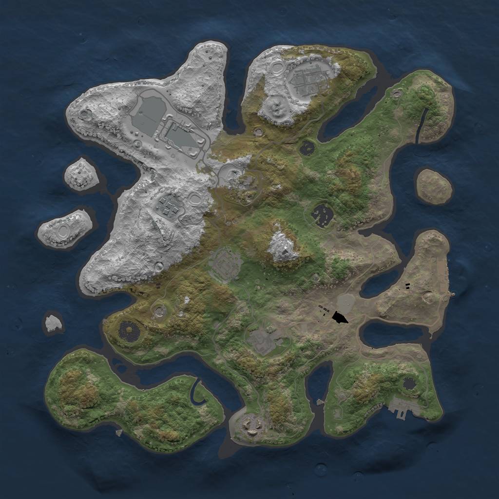 Rust Map: Procedural Map, Size: 3500, Seed: 512917133, 16 Monuments