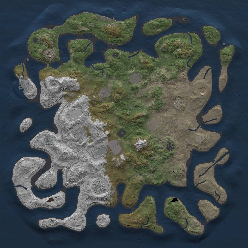 Rust Map: Procedural Map, Size: 4500, Seed: 1962780339, 18 Monuments