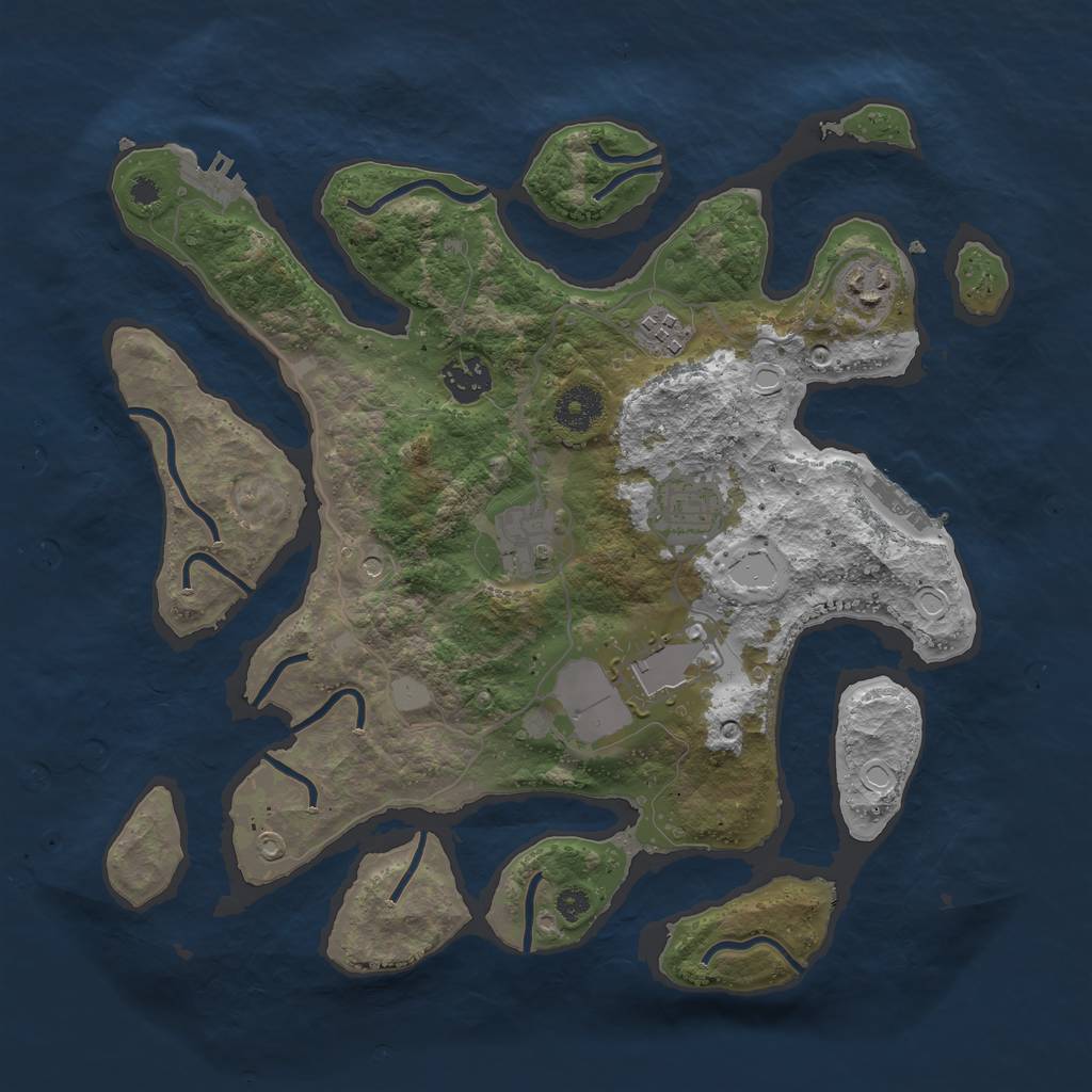 Rust Map: Procedural Map, Size: 3500, Seed: 5501, 14 Monuments