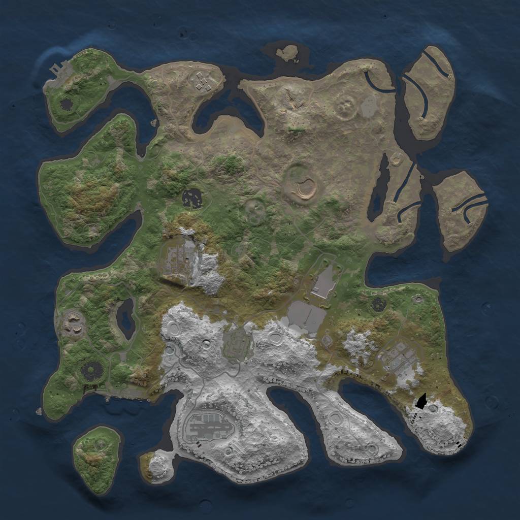 Rust Map: Procedural Map, Size: 3700, Seed: 536385910, 17 Monuments