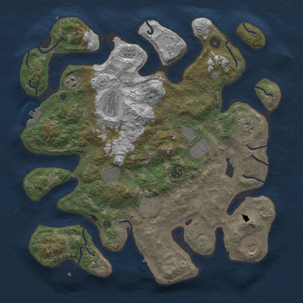 Rust Map: Procedural Map, Size: 4000, Seed: 75802081, 17 Monuments