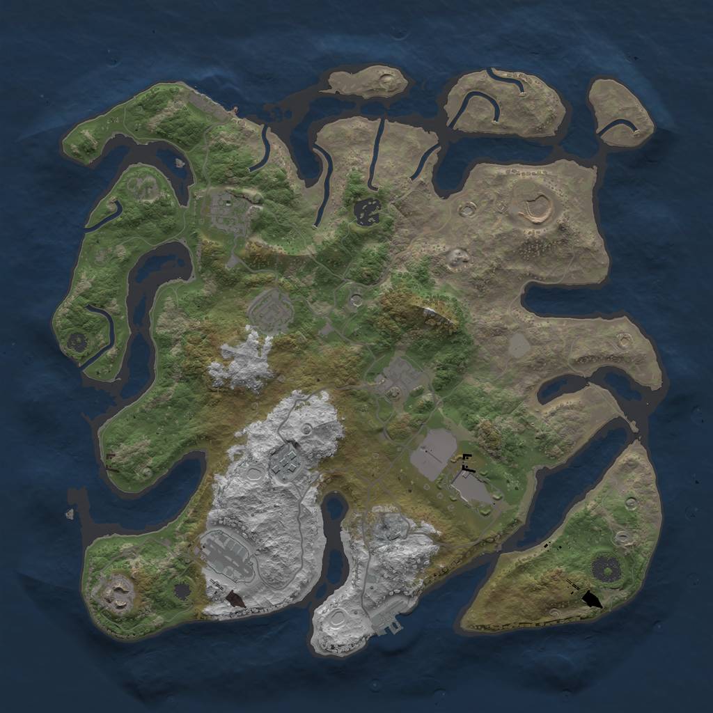 Rust Map: Procedural Map, Size: 3750, Seed: 1807934545, 17 Monuments