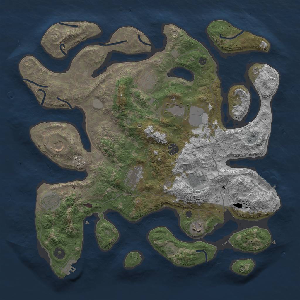 Rust Map: Procedural Map, Size: 4000, Seed: 19120114, 17 Monuments