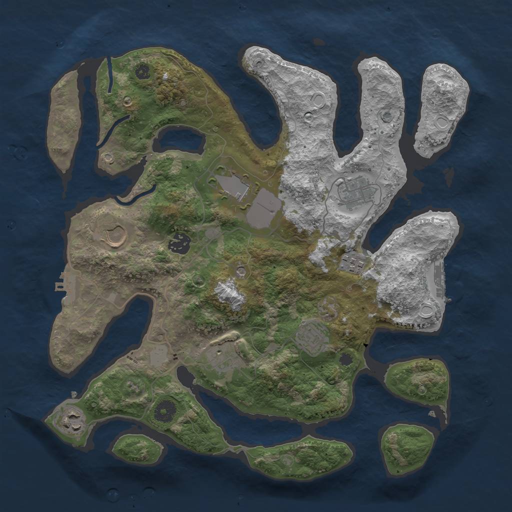 Rust Map: Procedural Map, Size: 3500, Seed: 2055797687, 16 Monuments