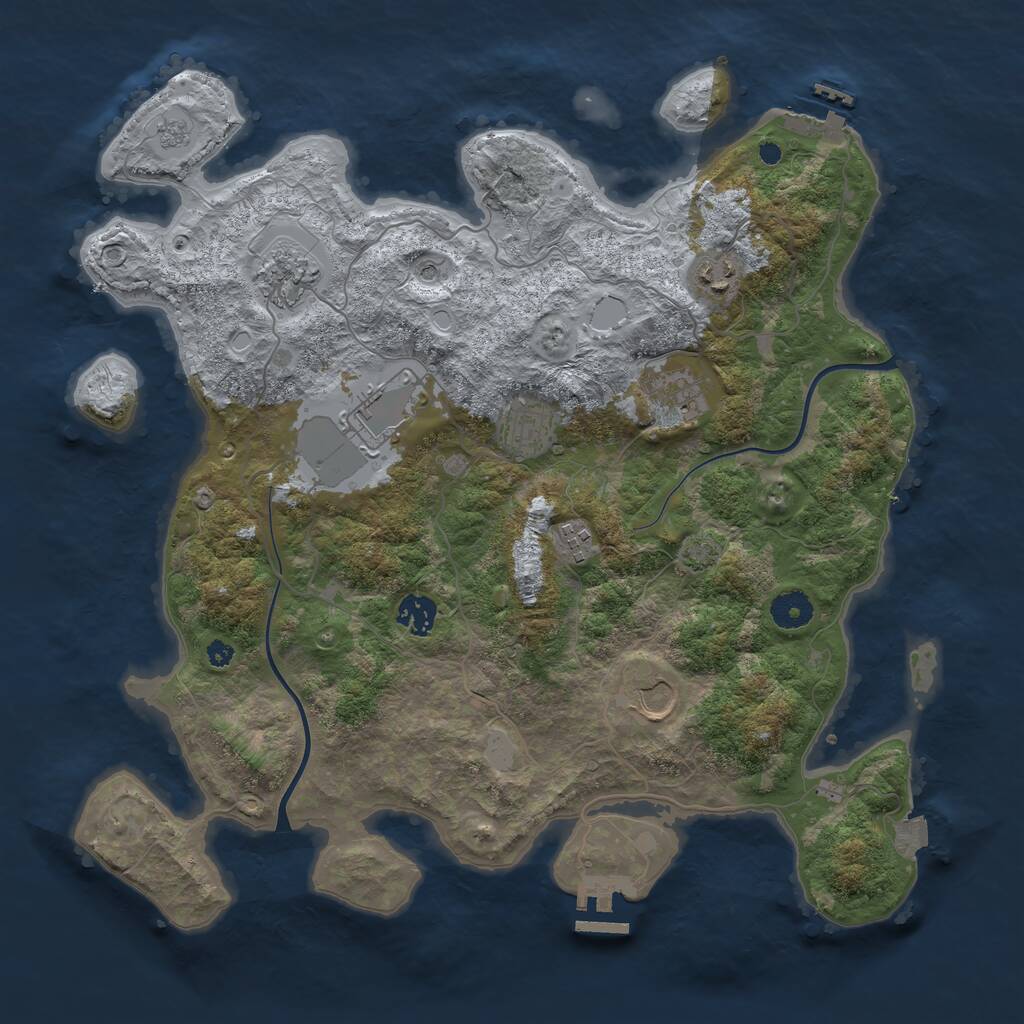 Rust Map: Procedural Map, Size: 3850, Seed: 878865000, 14 Monuments