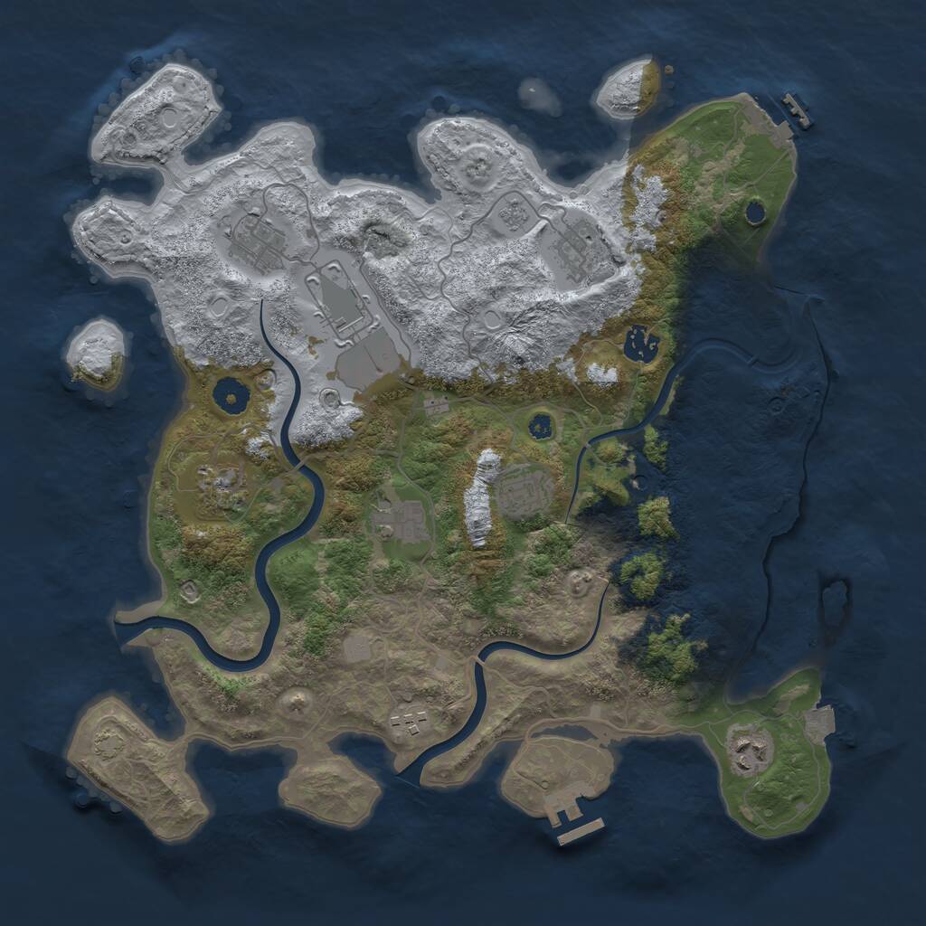 Rust Map: Procedural Map, Size: 3850, Seed: 878865000, 15 Monuments