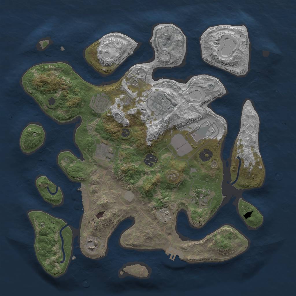 Rust Map: Procedural Map, Size: 3500, Seed: 1411741767, 16 Monuments