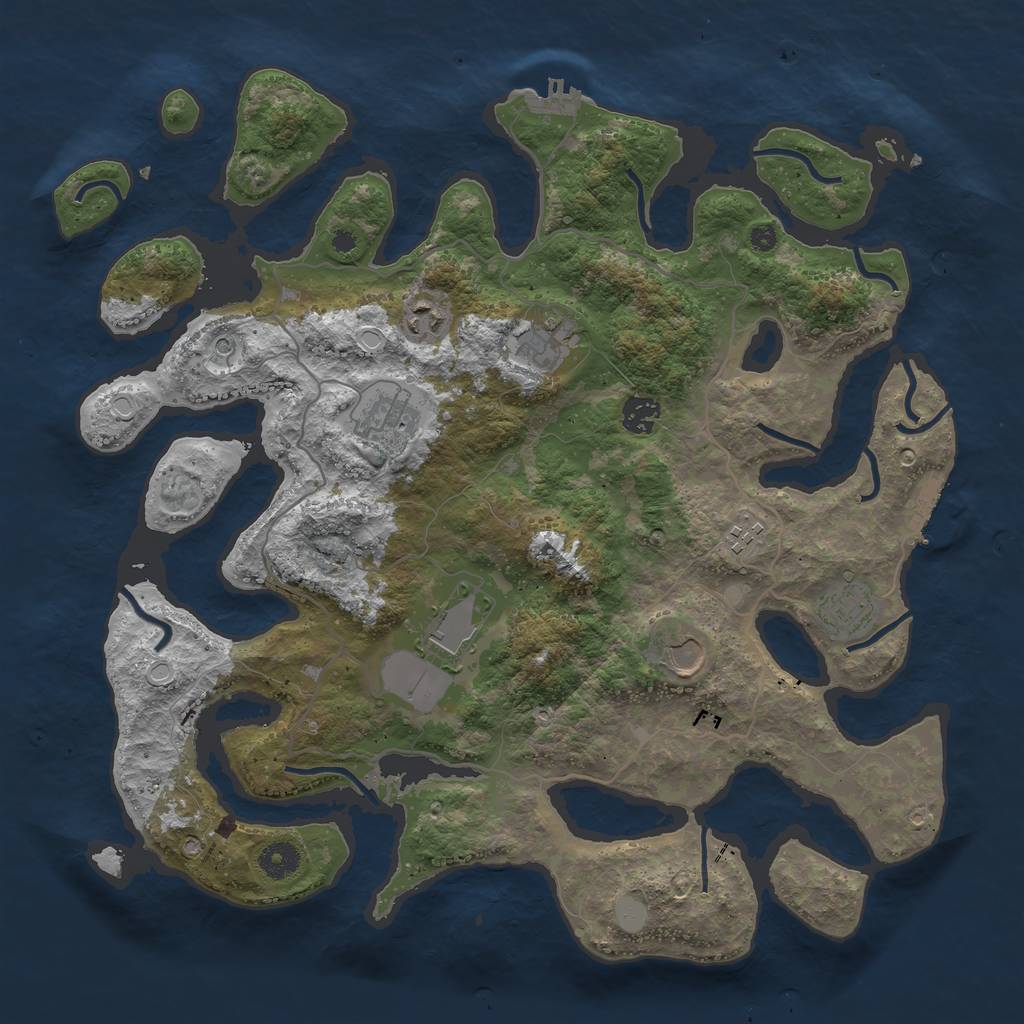 Rust Map: Procedural Map, Size: 4000, Seed: 349098, 16 Monuments