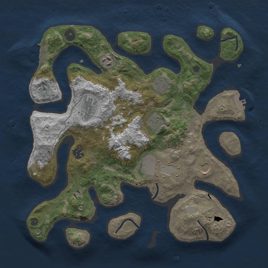 Rust Map: Procedural Map, Size: 3600, Seed: 2464, 16 Monuments