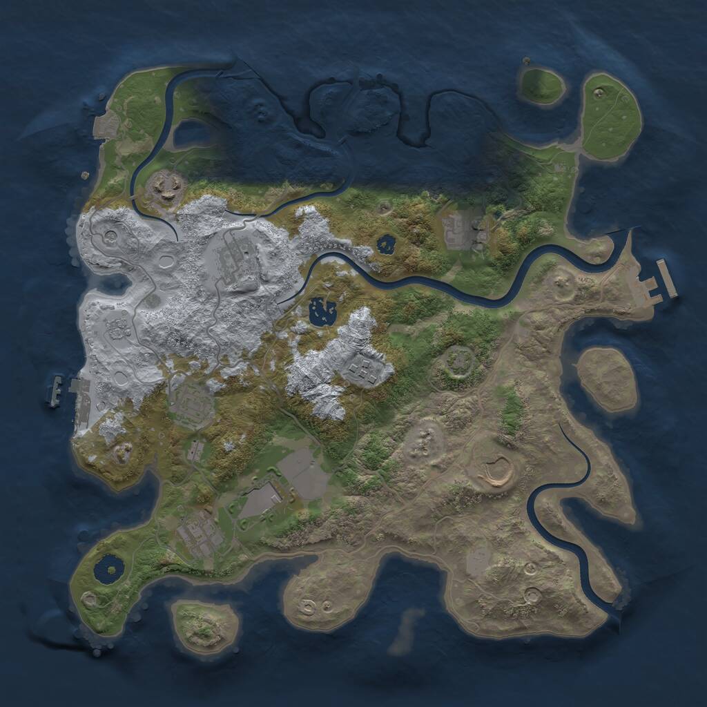 Rust Map: Procedural Map, Size: 3600, Seed: 2464, 15 Monuments