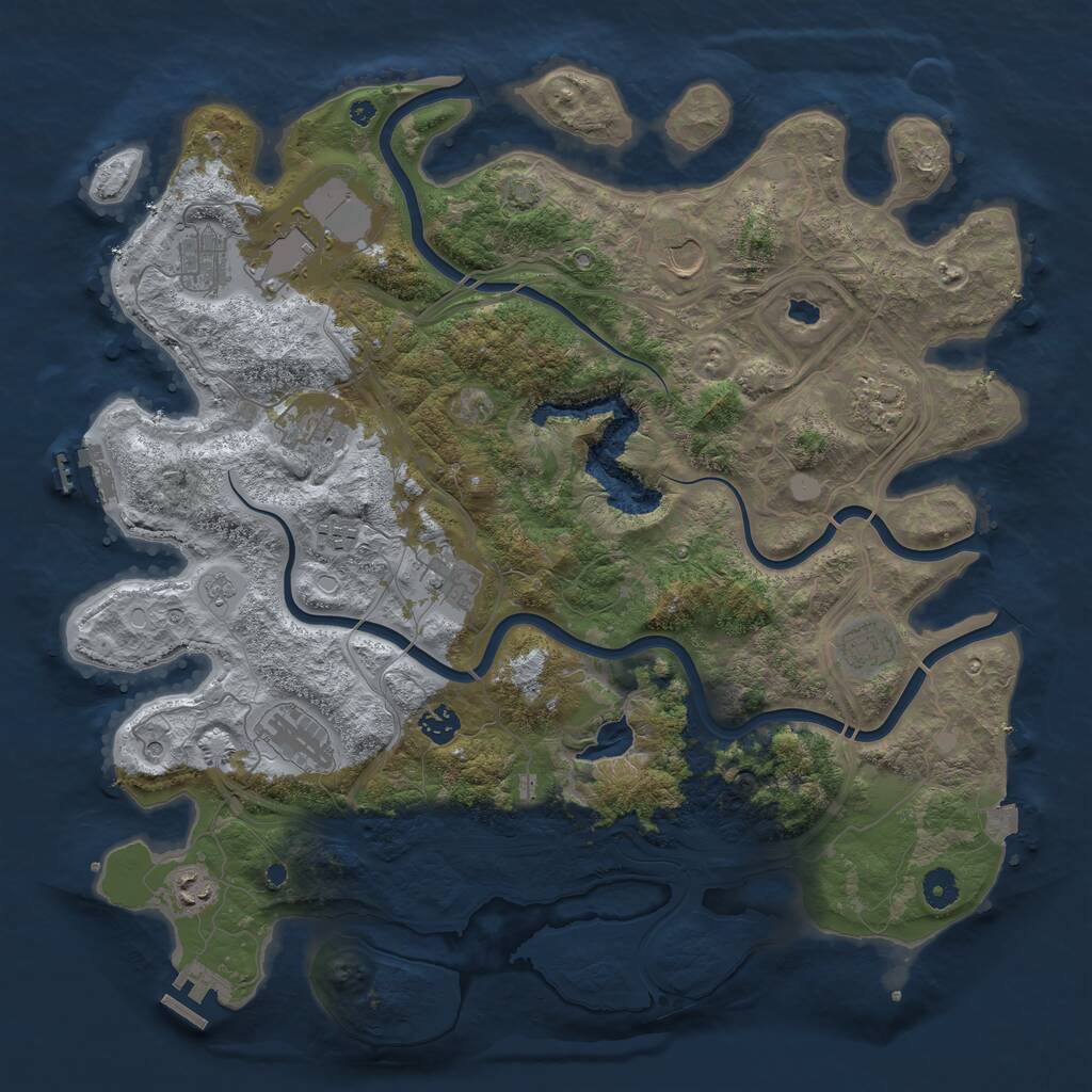 Rust Map: Procedural Map, Size: 4300, Seed: 878291502, 17 Monuments
