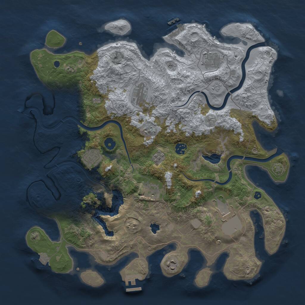 Rust Map: Procedural Map, Size: 4000, Seed: 9993, 14 Monuments