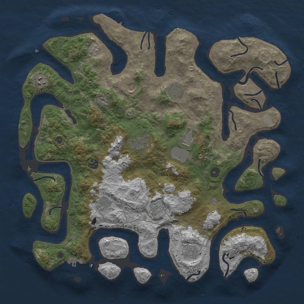 Rust Map: Procedural Map, Size: 4500, Seed: 1429128360, 18 Monuments