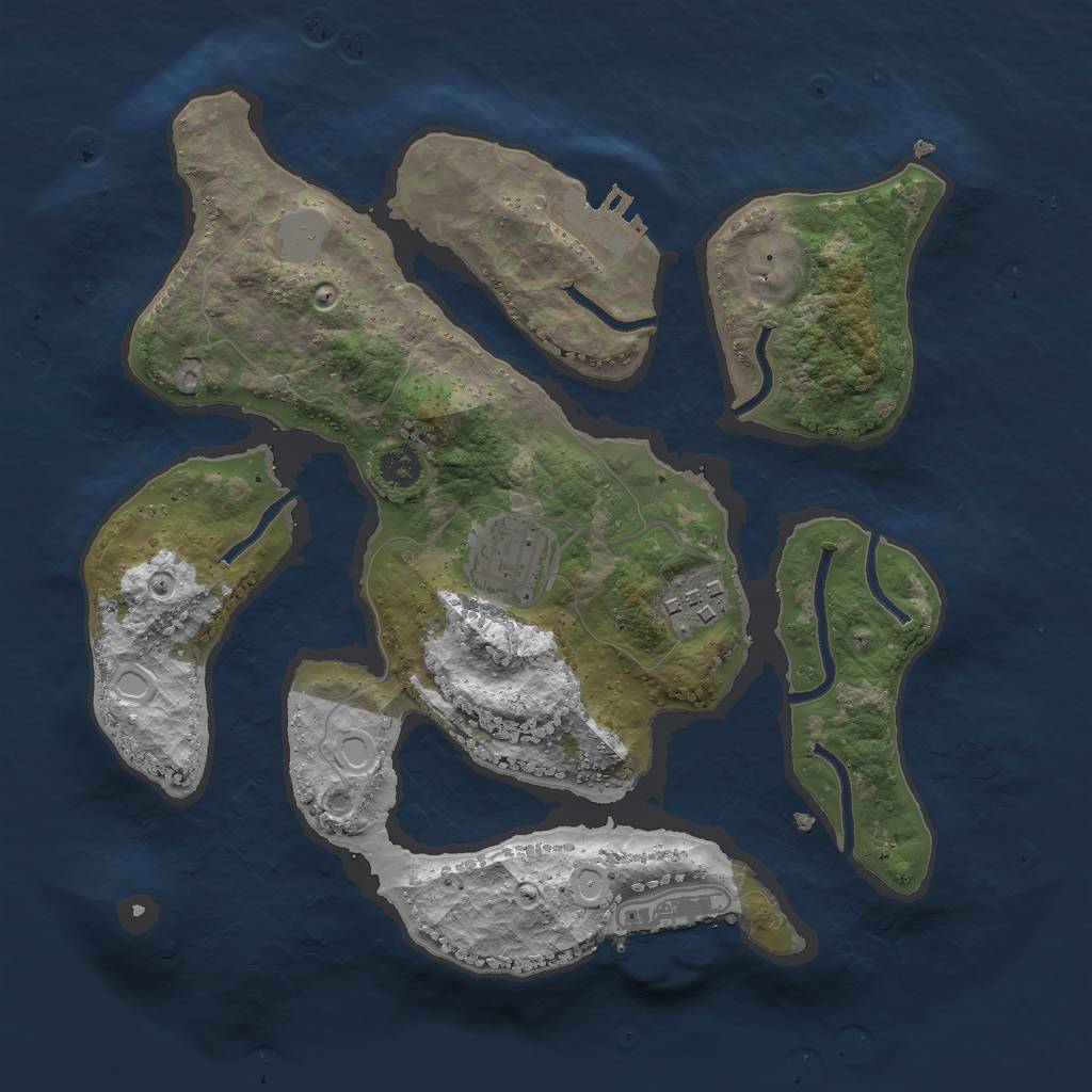 Rust Map: Procedural Map, Size: 2700, Seed: 27553, 9 Monuments