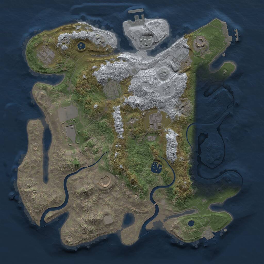 Rust Map: Procedural Map, Size: 3500, Seed: 642134, 15 Monuments