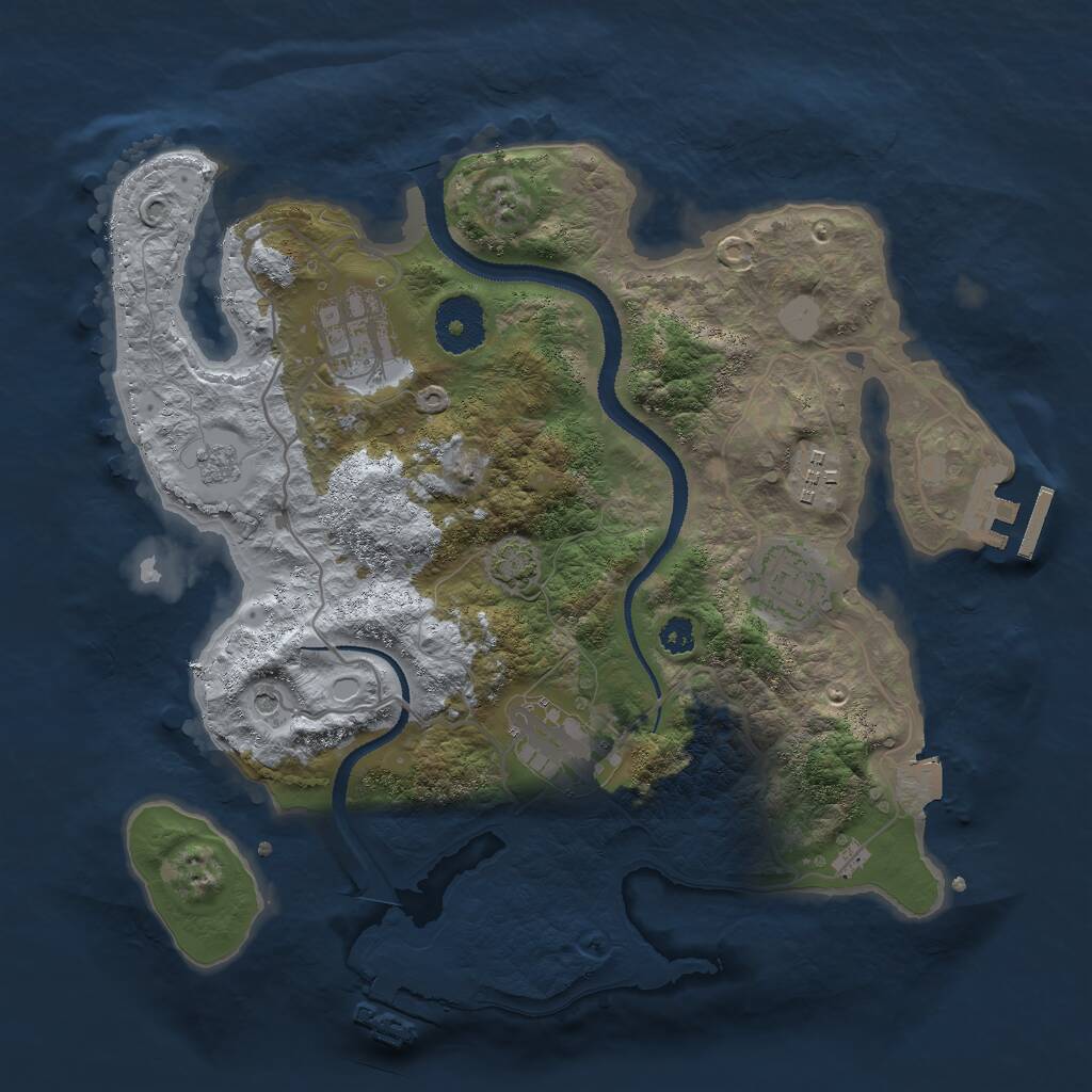 Rust Map: Procedural Map, Size: 3000, Seed: 6421, 10 Monuments