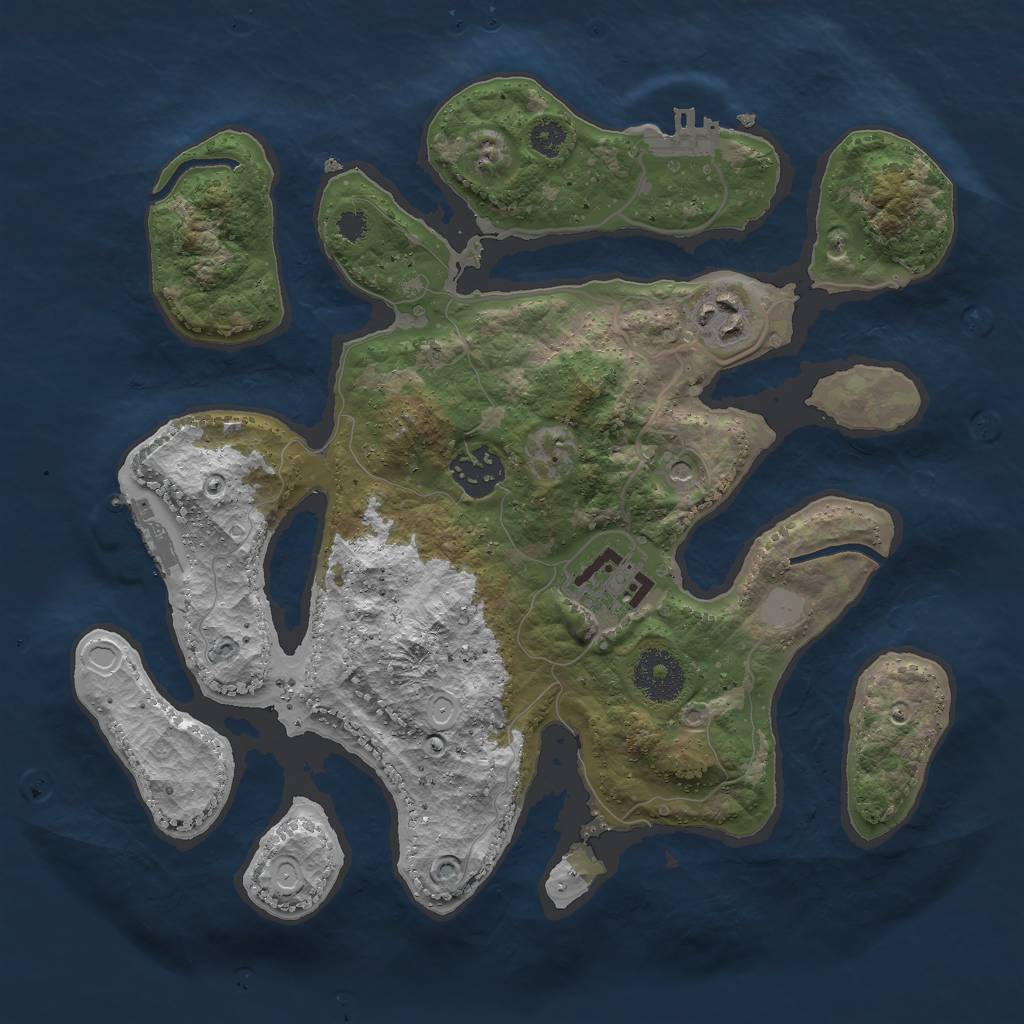Rust Map: Procedural Map, Size: 3000, Seed: 2137304341, 11 Monuments