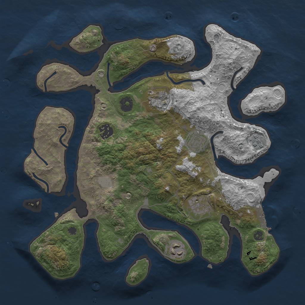 Rust Map: Procedural Map, Size: 3200, Seed: 101055, 12 Monuments