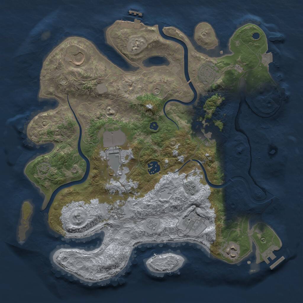 Rust Map: Procedural Map, Size: 3500, Seed: 5757457, 15 Monuments