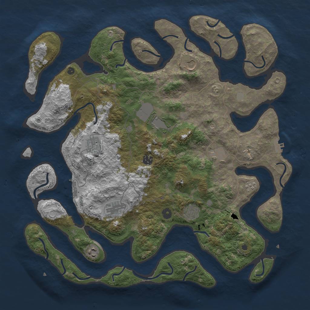 Rust Map: Procedural Map, Size: 4500, Seed: 664006876, 17 Monuments