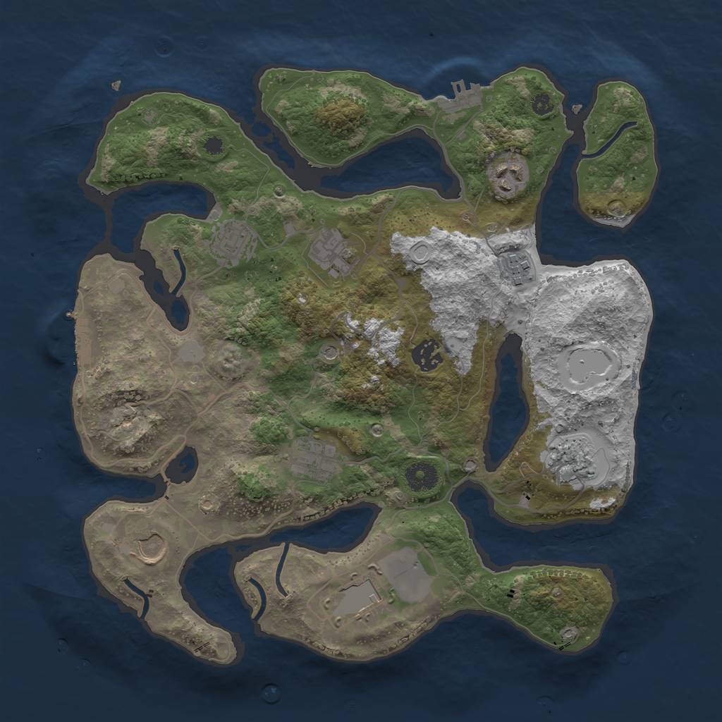 Rust Map: Procedural Map, Size: 3500, Seed: 247561269, 17 Monuments