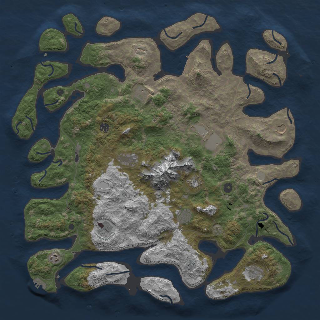 Rust Map: Procedural Map, Size: 5000, Seed: 8451055, 19 Monuments