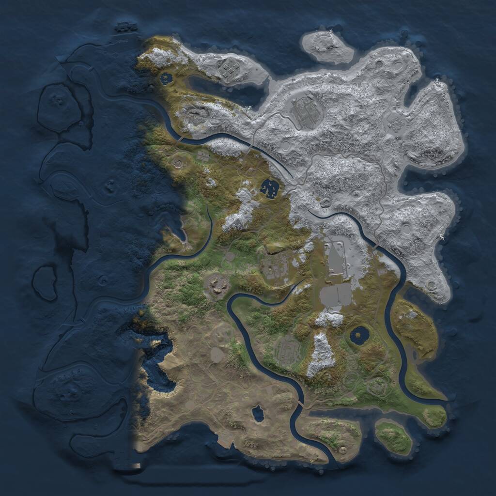 Rust Map: Procedural Map, Size: 4000, Seed: 596385750, 13 Monuments