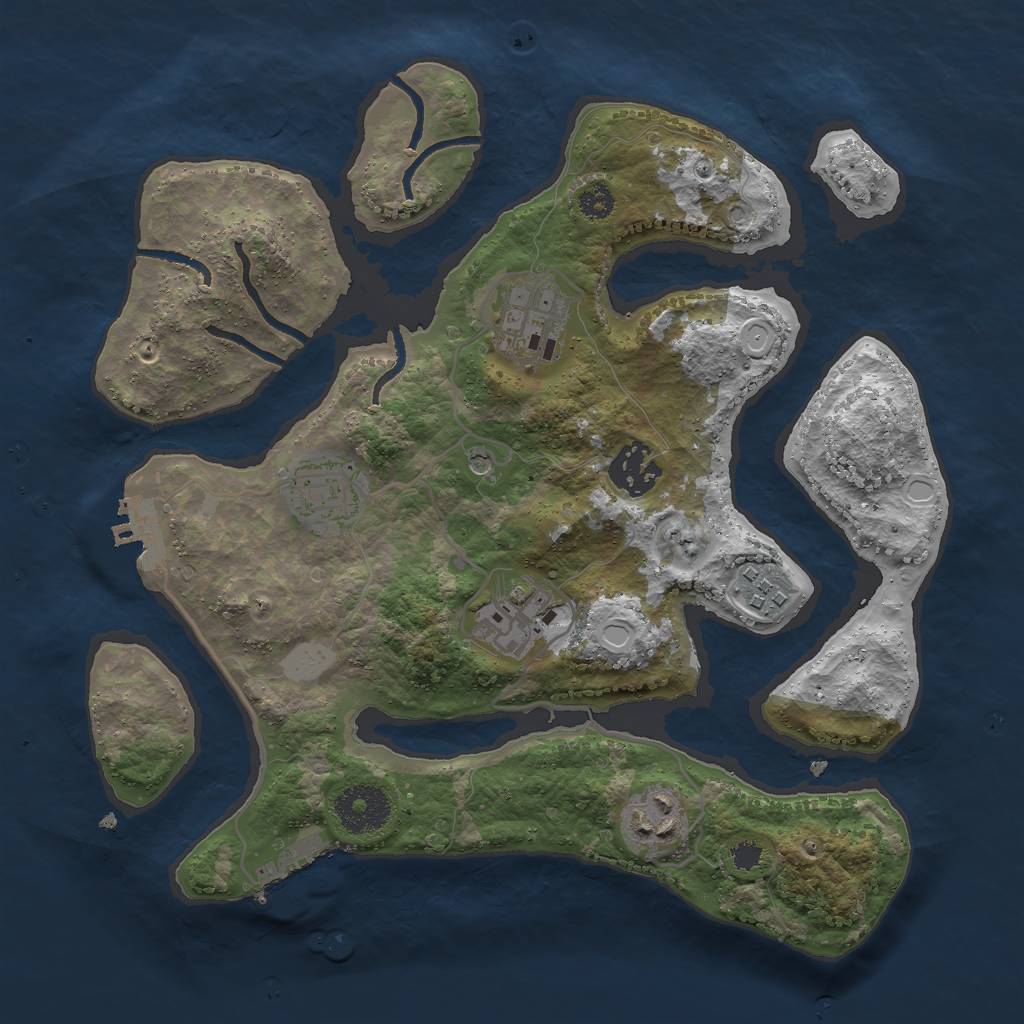Rust Map: Procedural Map, Size: 3000, Seed: 713386997, 14 Monuments