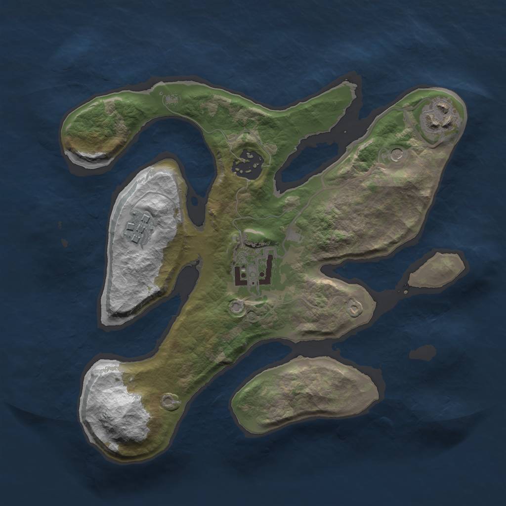 Rust Map: Barren, Size: 2500, Seed: 768470, 7 Monuments