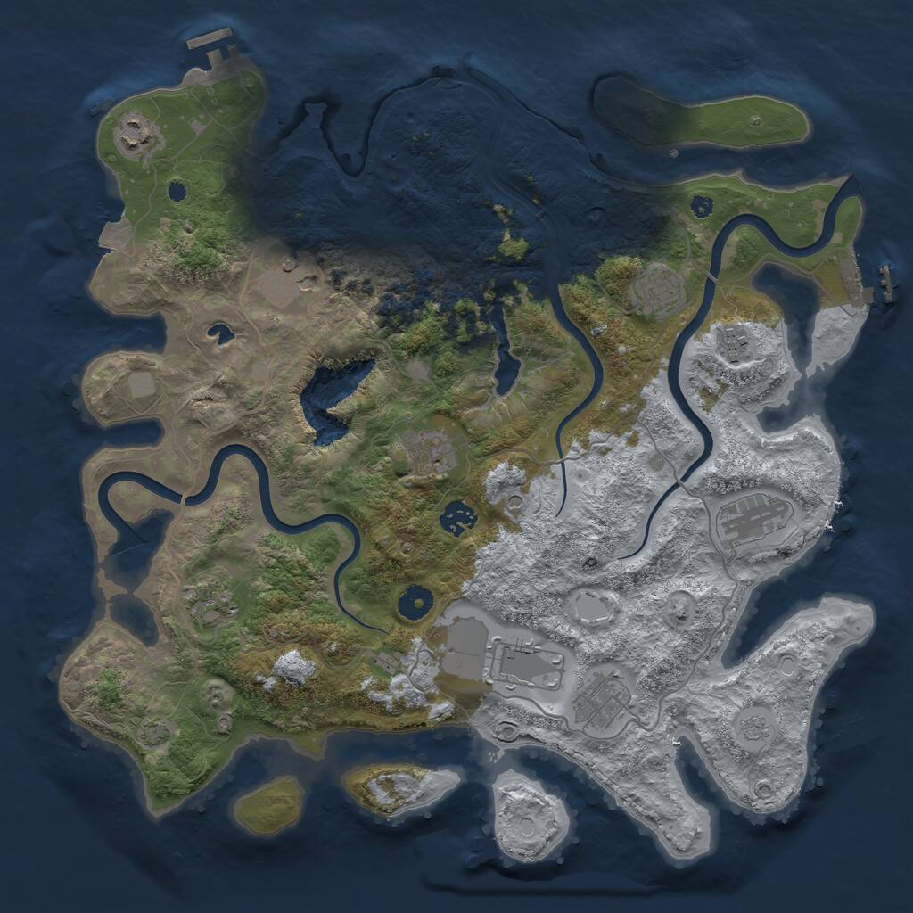 Rust Map: Procedural Map, Size: 4000, Seed: 1555, 16 Monuments