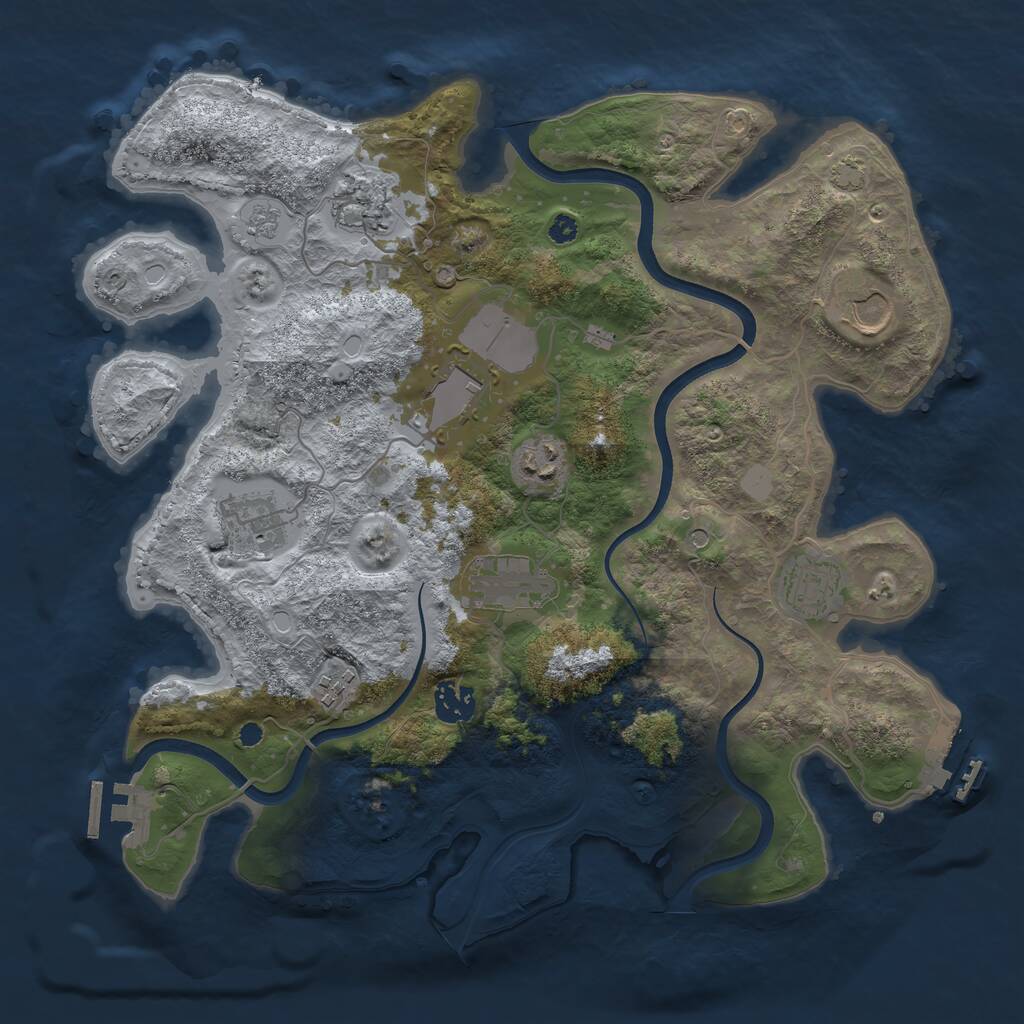Rust Map: Procedural Map, Size: 3600, Seed: 828557370, 15 Monuments