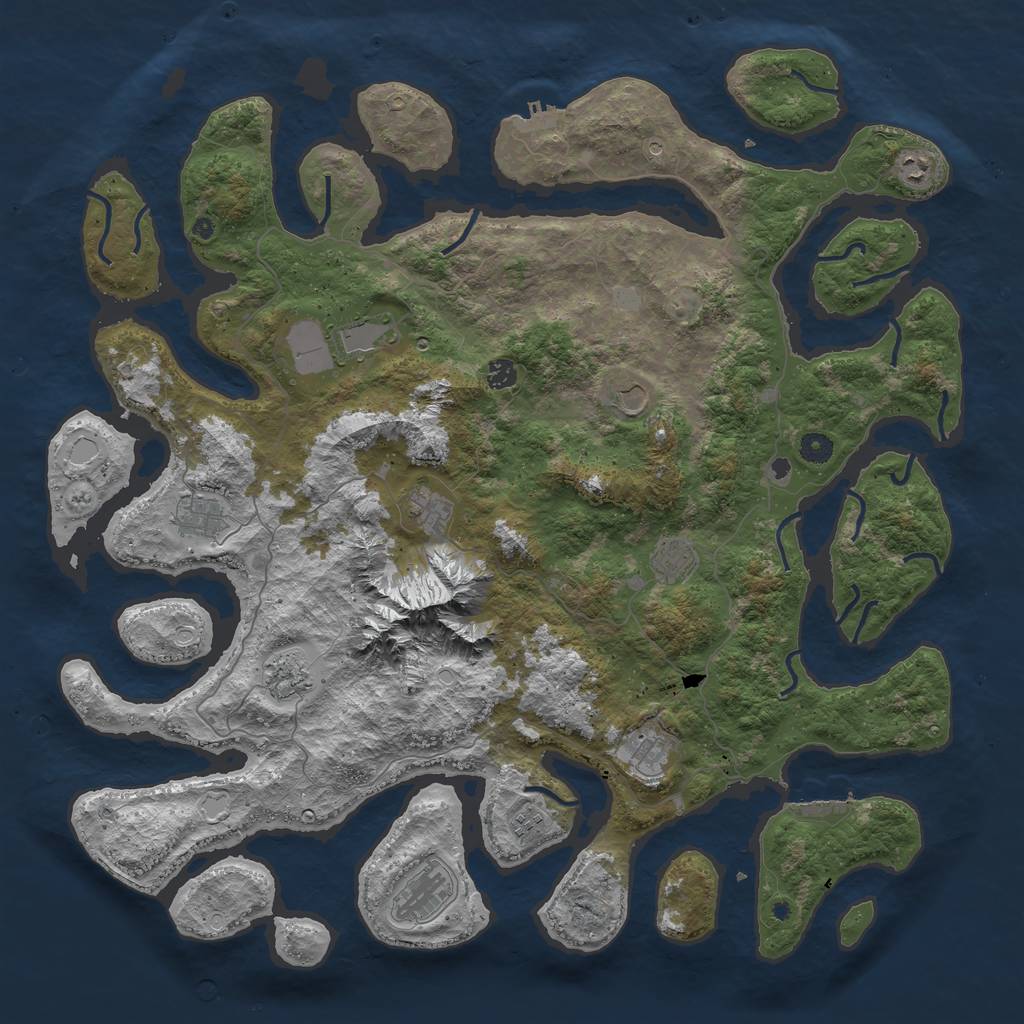 Rust Map: Procedural Map, Size: 5000, Seed: 196213549, 19 Monuments