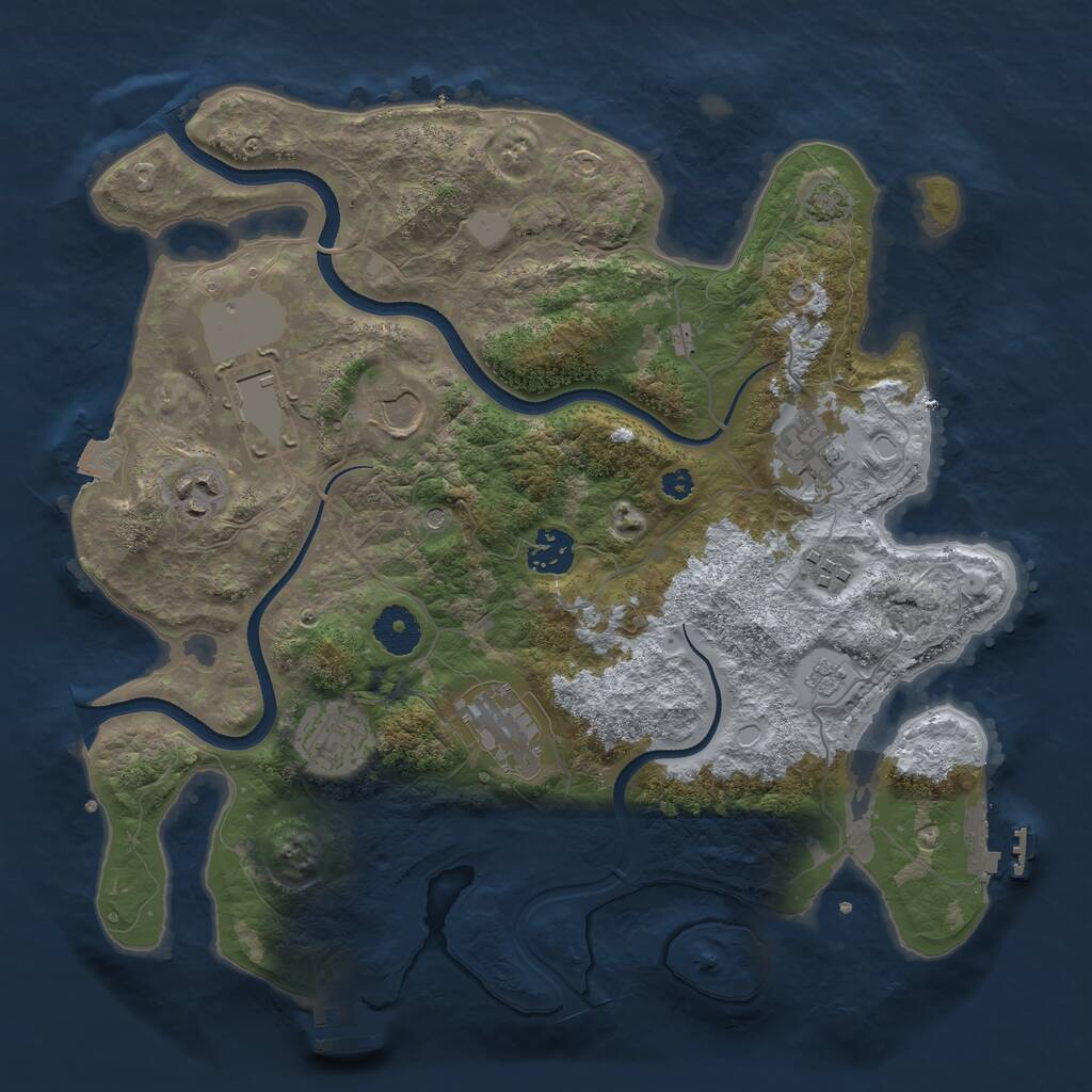 Rust Map: Procedural Map, Size: 3500, Seed: 68207539, 14 Monuments