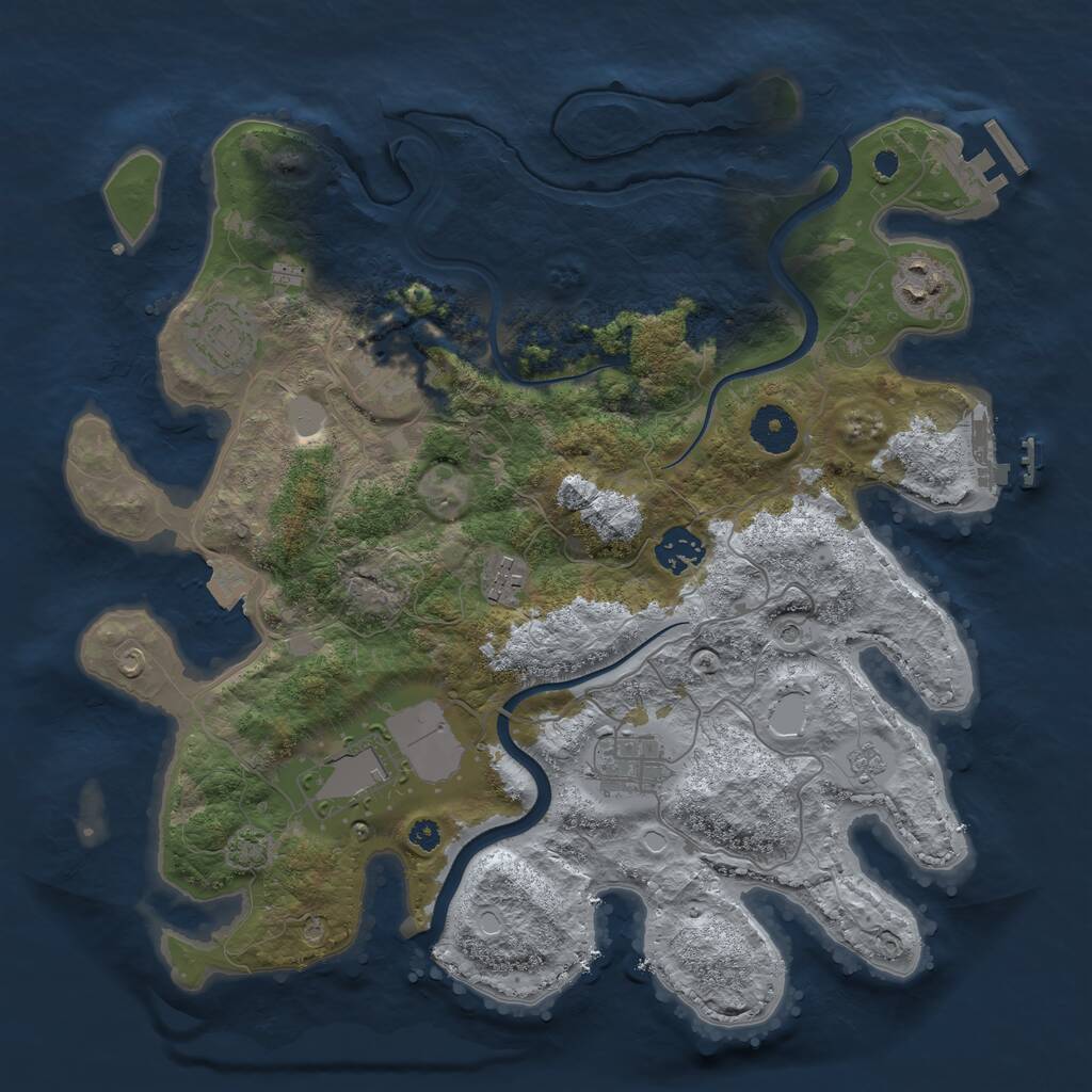 Rust Map: Procedural Map, Size: 3550, Seed: 729445, 13 Monuments
