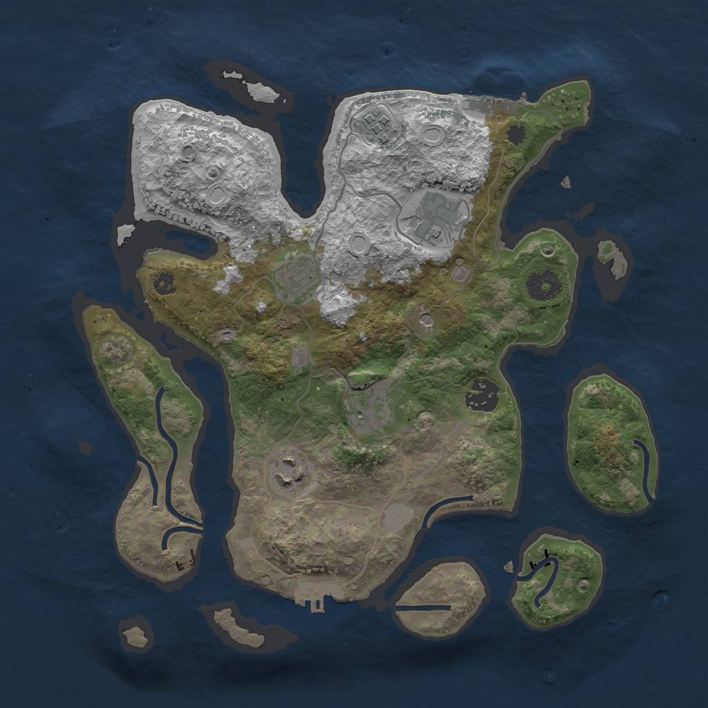 Rust Map: Procedural Map, Size: 3200, Seed: 381493705, 14 Monuments