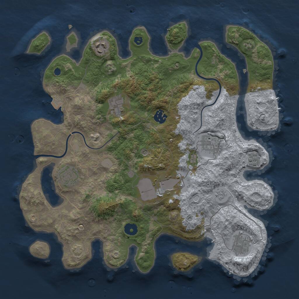 Rust Map: Procedural Map, Size: 3500, Seed: 1868475841, 12 Monuments