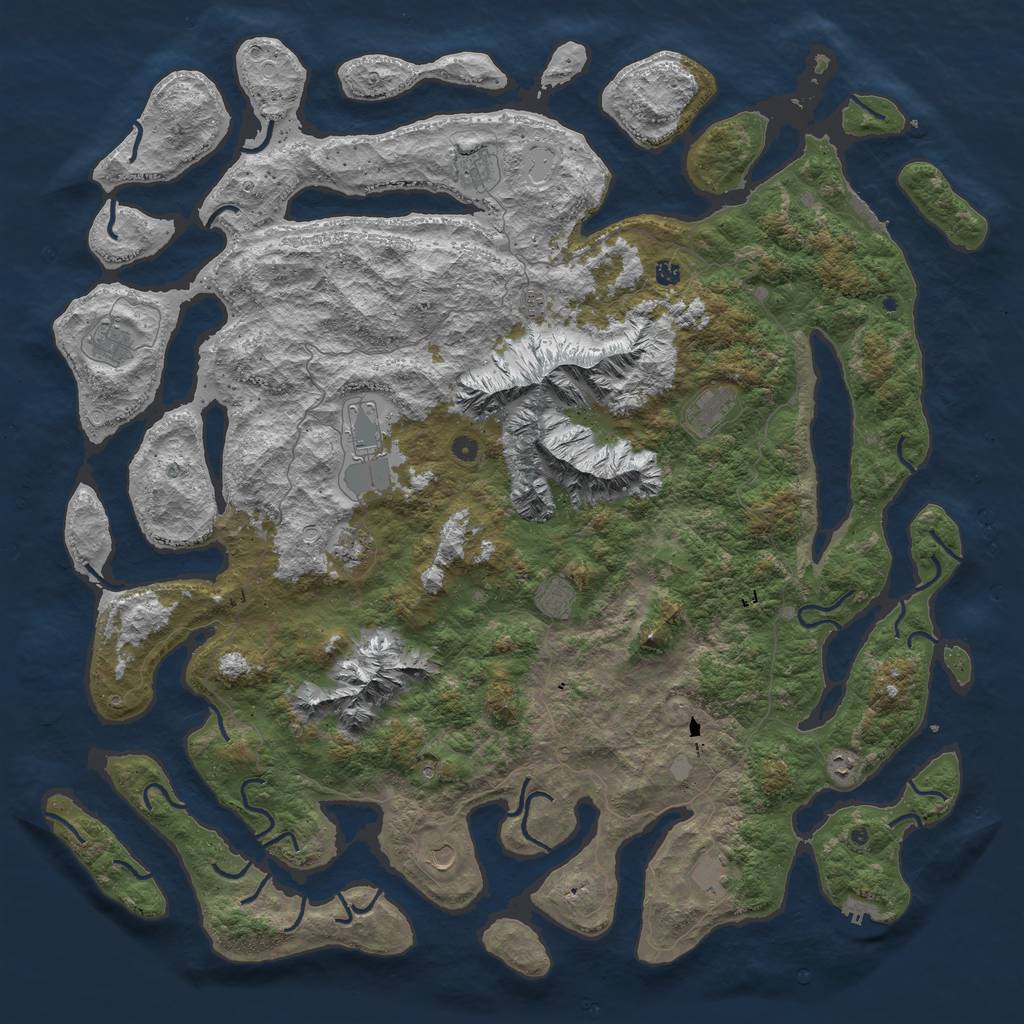 Rust Map: Procedural Map, Size: 6000, Seed: 1453256, 19 Monuments