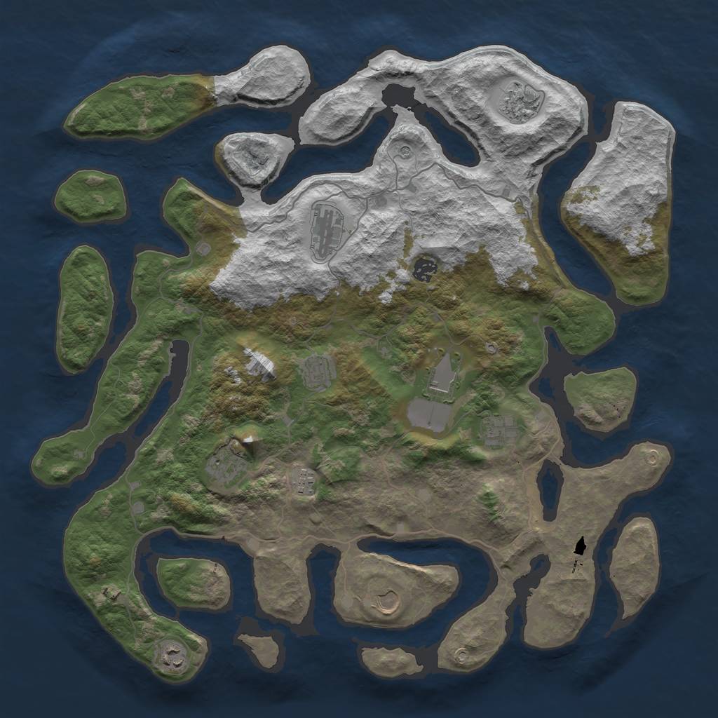 Rust Map: Barren, Size: 4500, Seed: 1722738212, 13 Monuments