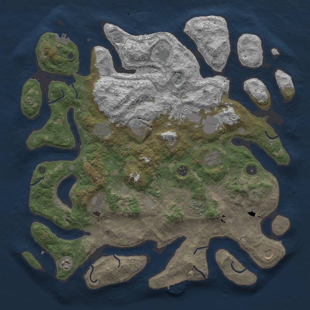 Rust Map: Procedural Map, Size: 4500, Seed: 993253201, 19 Monuments