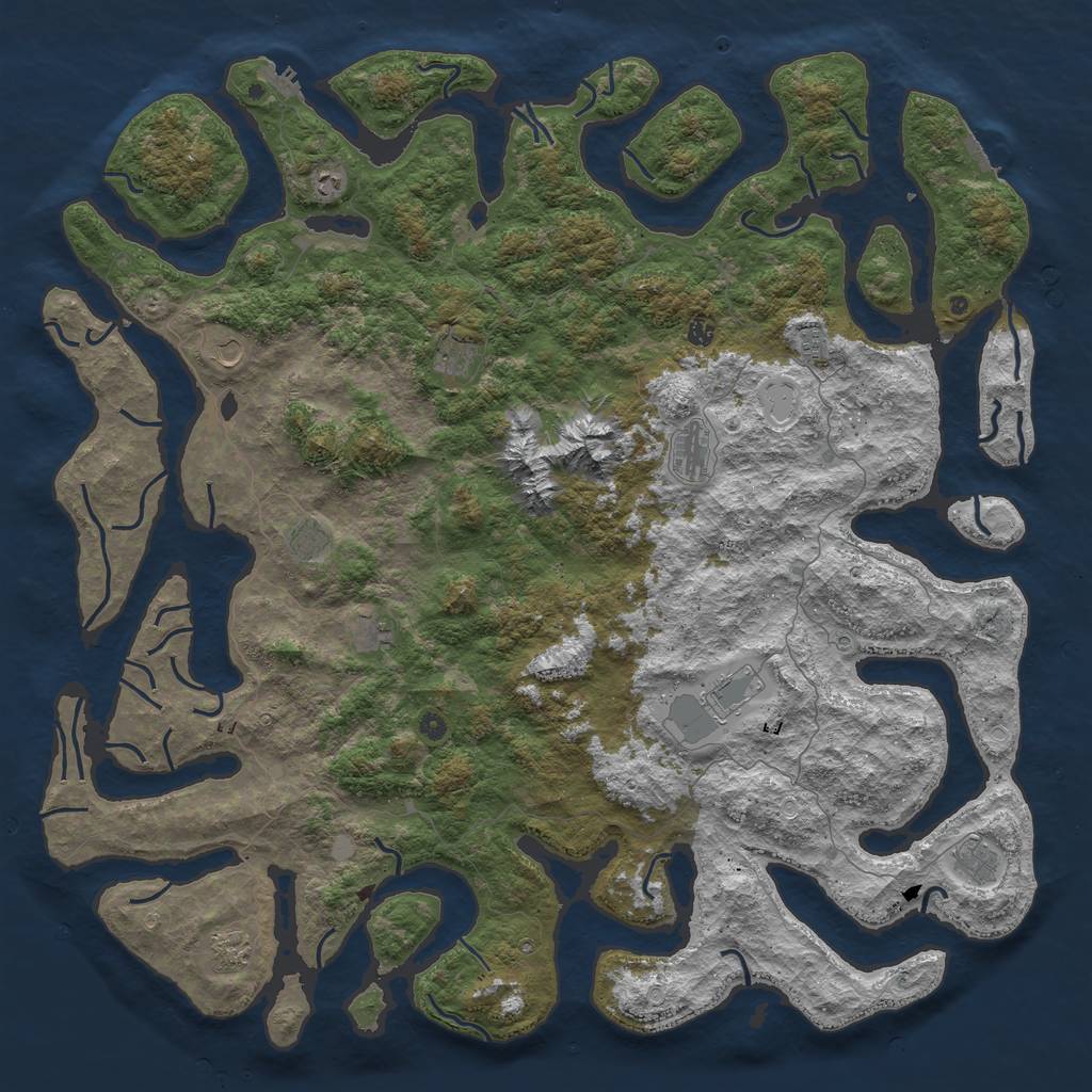 Rust Map: Procedural Map, Size: 6000, Seed: 80926942, 19 Monuments