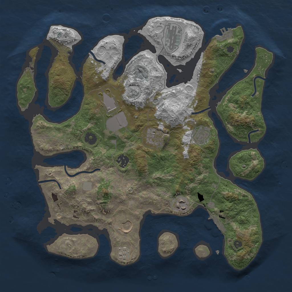 Rust Map: Procedural Map, Size: 3600, Seed: 123211, 16 Monuments